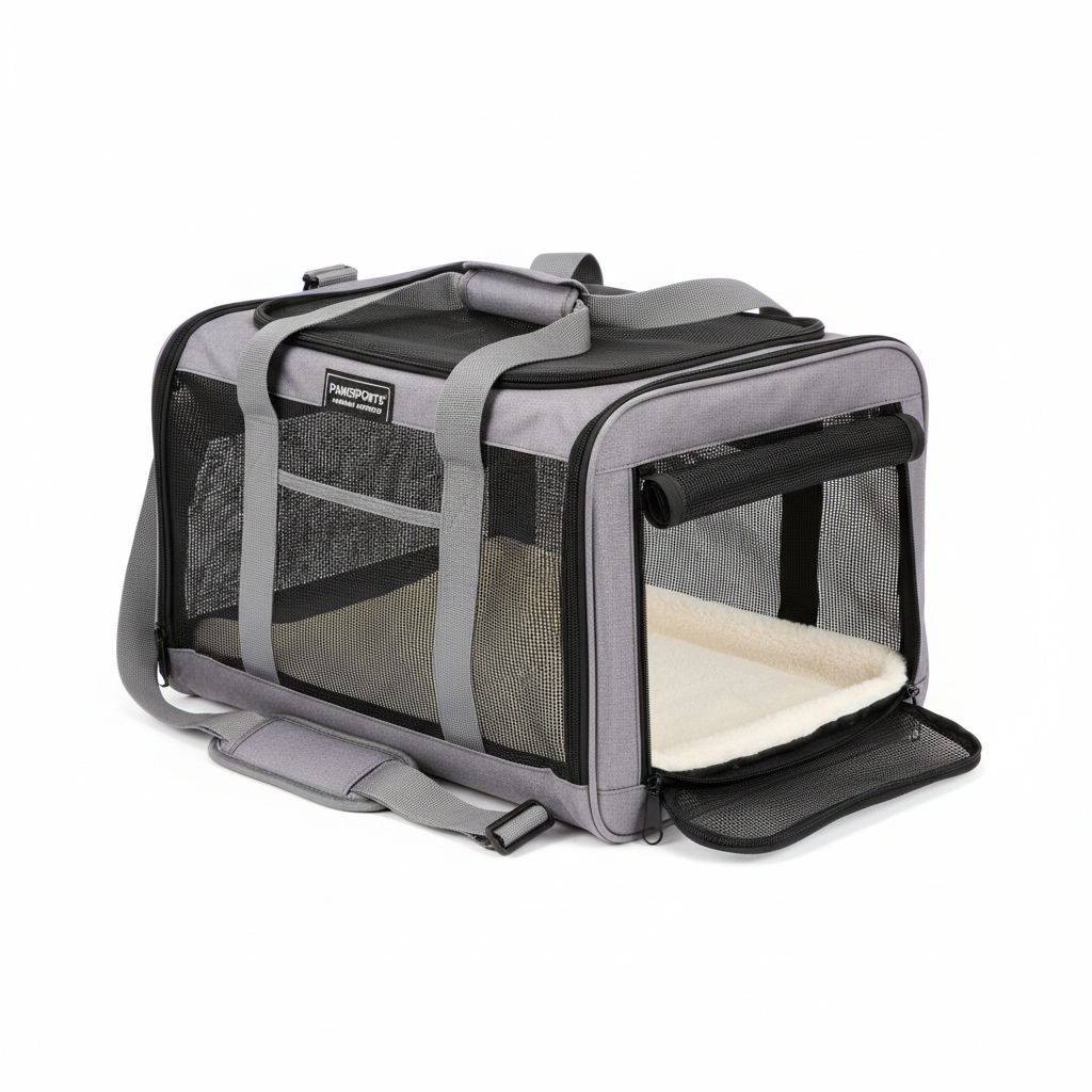 Foldable pet travel carrier bag white background