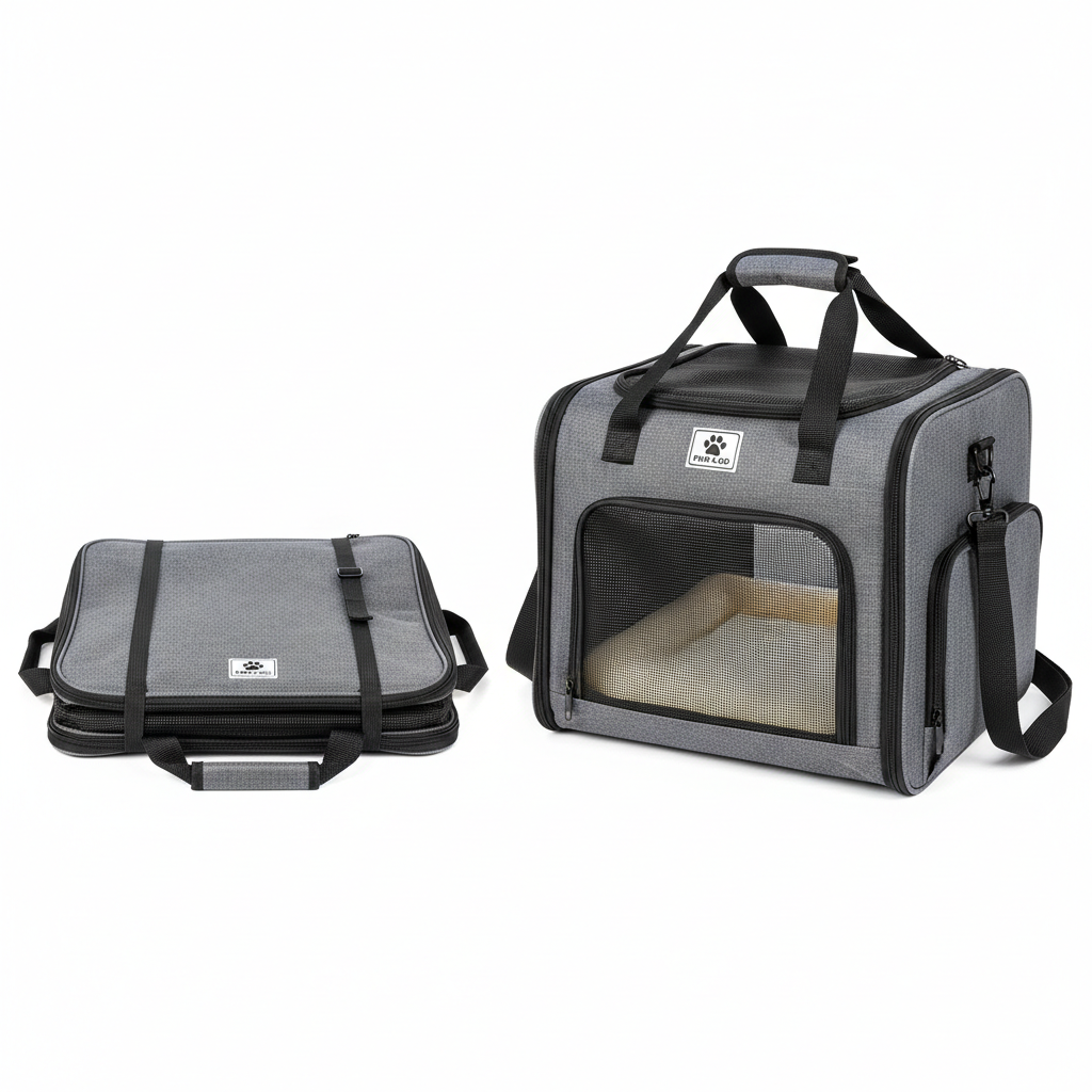 Foldable carrier bag collapsed and expanded comparison