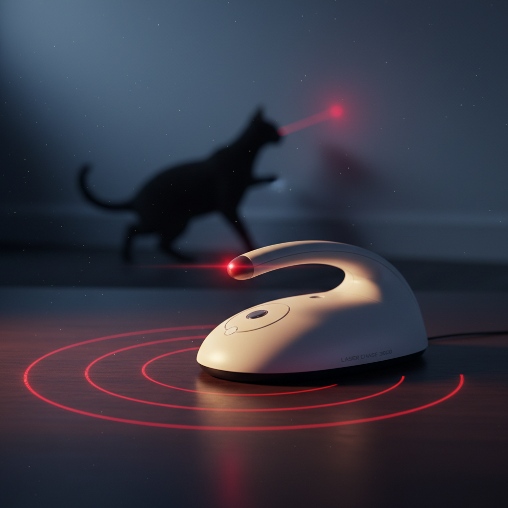 Automatic laser toy with cat silhouette