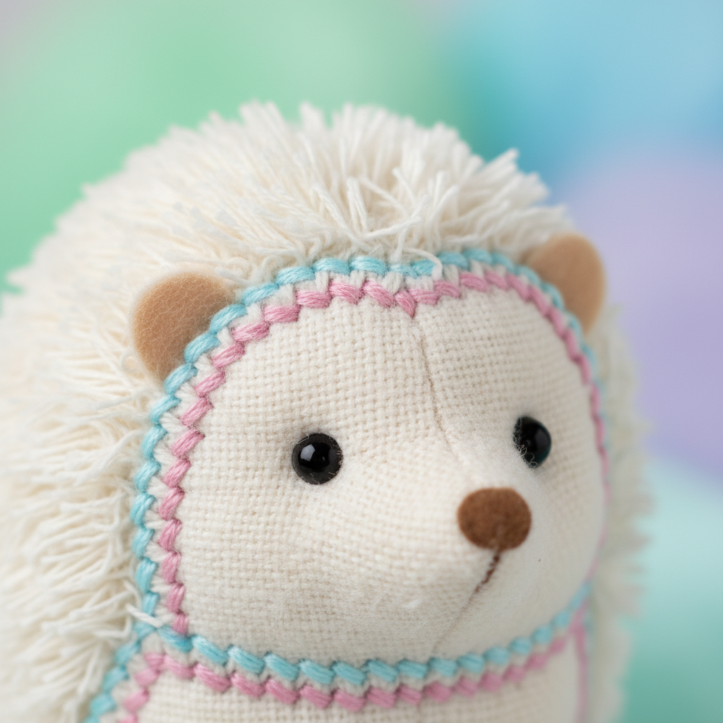 Close-up of plush hedgehog toy texture