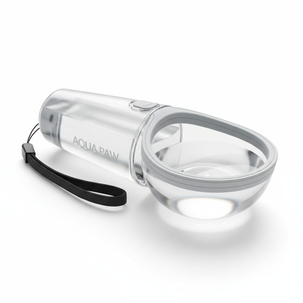 Portable pet water bottle and bowl white background