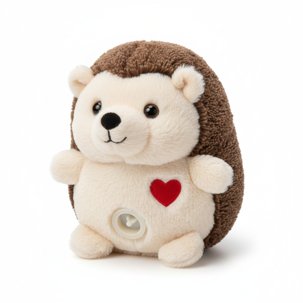 Squeaky plush hedgehog toy white background
