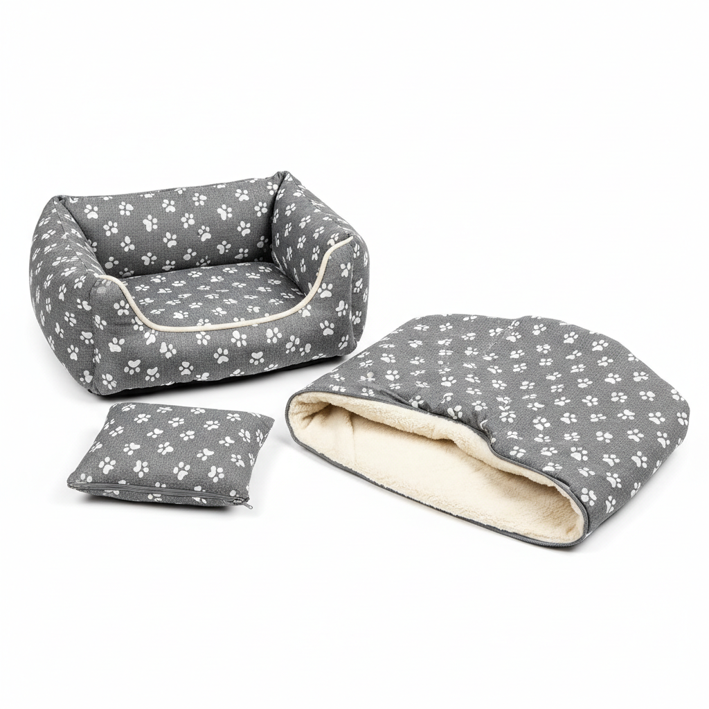 Pet booster seat with removable cover flat lay