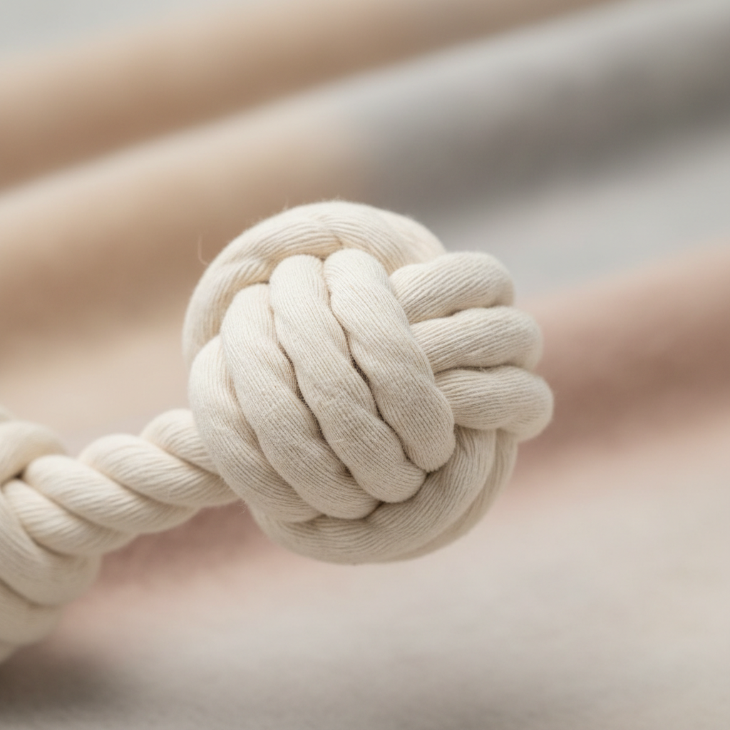 Close-up of rope toy knots